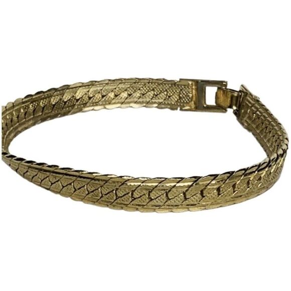 Vintage Gold Plated Mesh Link Snake Gold Polished Bracelet 7.5 Inches - Picture 4 of 11